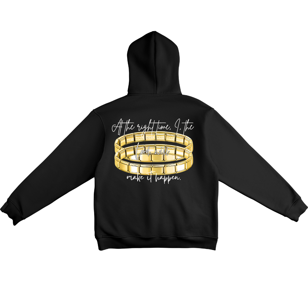 RIGHT ON TIME HOODIE – BLACK
