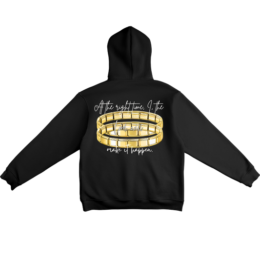 RIGHT ON TIME HOODIE – BLACK